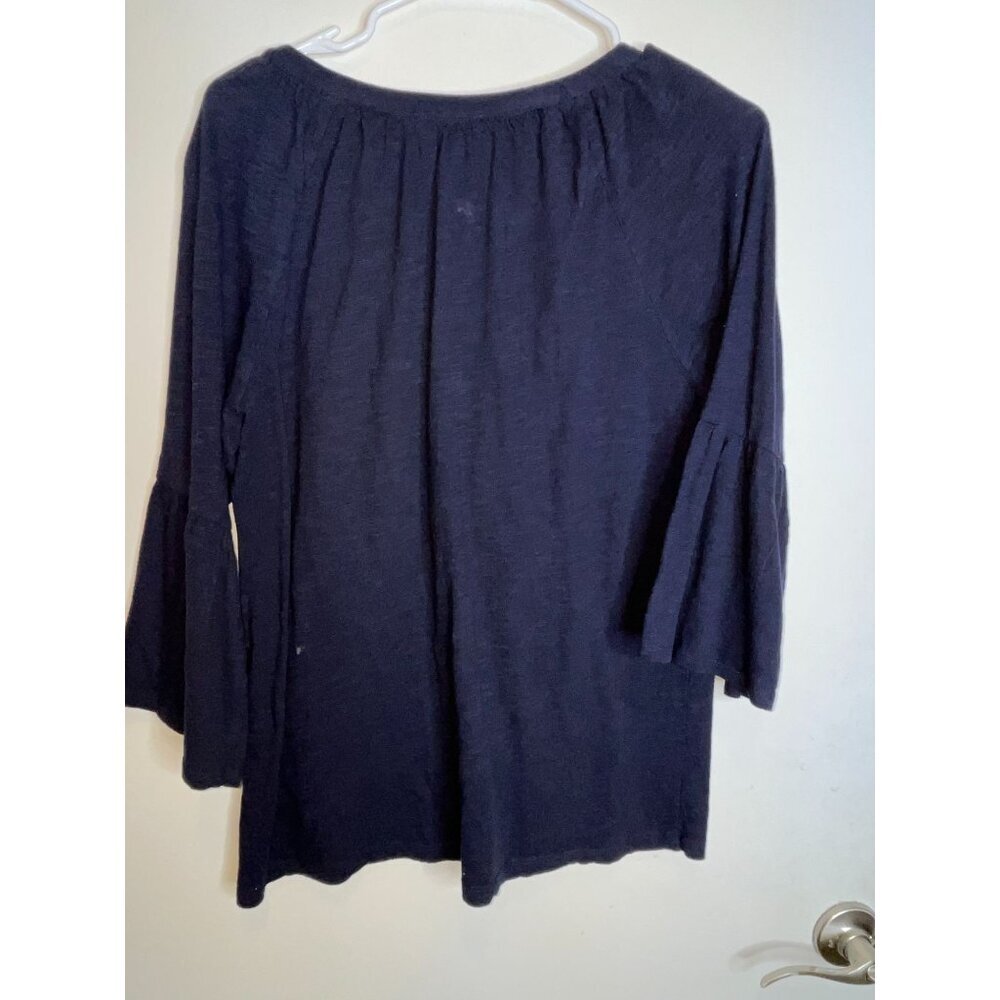 Lilly Pulitzer Navy Blue 3/4 Sleeve Button-Front Top Size M - Picture 5 of 10